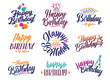Happy birthday elegant brush script text. Vector type with hand drawn letters