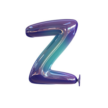 Letter Z. Vivid Violet - Blue Balloon font isolated on White Background. 3d rendering
