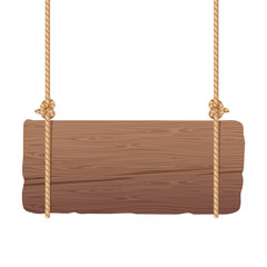 Wall Mural - wooden singboard hanging on ropes
