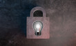 © nespix - bulb lights, Copyright protect and lock creative idea