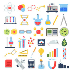 Wall Mural - scientific equipment for chemical testing. science vector icon set