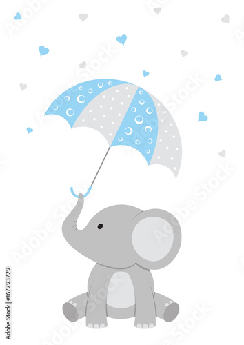 elephant blue baby shower