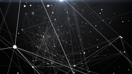 Abstract futuristic dots and connection in cyber space