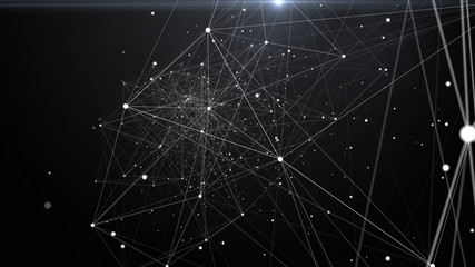 Abstract futuristic dots and connection in cyber space