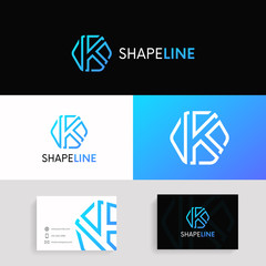 Aufkleber - Simple K letter hexagon logo linear sign vector design.