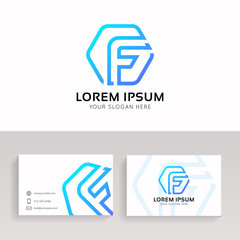 Aufkleber - Minimalistic F letter logo sign linear design.
