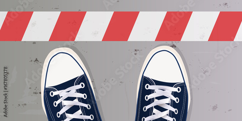 Fotografía Ligne - stop - limite - frontière - obstacle - chaussure - basket - jeune