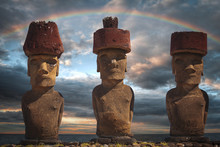 Statue On Easter Island Or Rapa Nui In The Southeastern Pacific