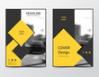 © Yochanan - Modern technology brochure design, business flyer template. Corporate identity leaflet layout. Yellow presentation blank, magazine cover. Book cover, eps10
