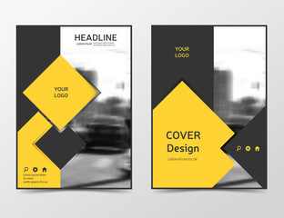 Wall Mural - Modern technology brochure design, business flyer template. Corporate identity leaflet layout. Yellow presentation blank, magazine cover. Book cover, eps10