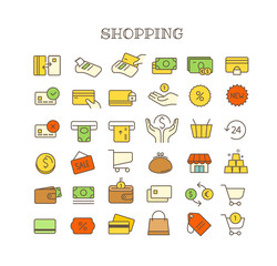 Poster - Different shopping thin line color icons vector set