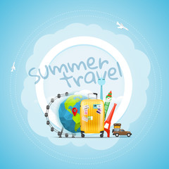 Fototapete - Vacation travelling concept. Vector travel illustration