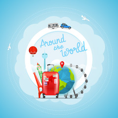 Poster - Vacation travelling concept. Vector travel illustration