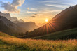 canvas print picture - Sonnenuntergang auf der Hallerangeralm im Karwendel