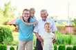 © spass - Portrait of happy old grandfather and cute children