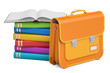 School bag, briefcase with books. 3D rendering