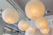 Beautiful Chinese paper lanterns adorn the interior of the house