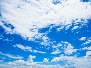 Wall Mural - Soft focus of fantastic white clouds against blue sky in sunny day.