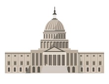 Famous United States Capitol Building Isolated Cartoon Illustration