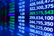 © Golden House Images - Stock market graph and ticker with blue screen for stock exchange analysis