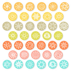 Sticker - Doodle White Suns Icons Set