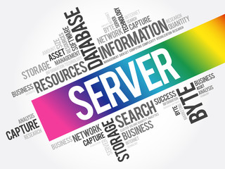 Aufkleber - SERVER word cloud collage, technology business concept background