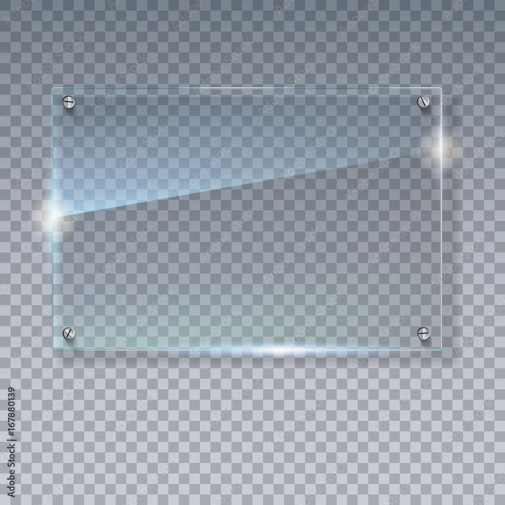 Translucent Bar Template Blank, transparent vector glass plate. Vector template, mock-up banner ...