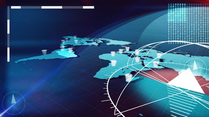 Poster - Global internet map with compasses, clocks, bits