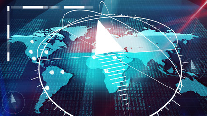 Poster - World internet atlas with compasses, clocks, bits