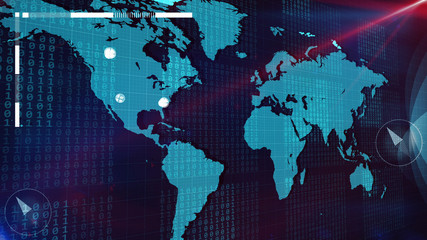 Poster - internet atlas of the world with rows of bits