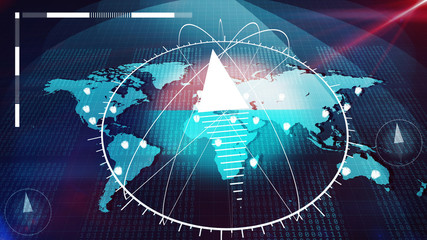 Poster - Global internet atlas with a huge compass on it