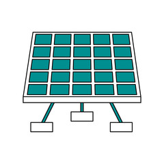 Poster - Flat line solar panel with hint of color over white background vector illustration