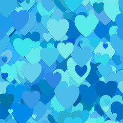 Poster - Seamless random heart pattern background - vector design from hearts in light blue tones