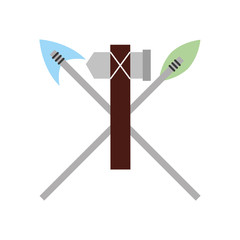 Sticker - antique arrows and ax isolated icon vector illustration design