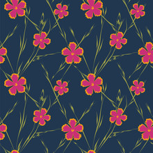 Seamless Pattern With Little Pink Flowers. Vector Illustration 
