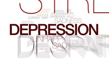 Poster - Depression animated word cloud, text design animation. Kinetic typography.