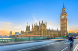 Fototapeta Big Ben - LONDON – DECEMBER 5, 2014: Big Ben and Palace of Westminster, Westminster Bridge on River Thames in London landmark, UK. UNESCO World Heritage Site. Long exposure image at sunset & twilight