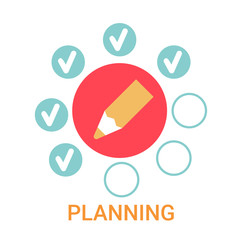 Poster - Planning Icon Business Strategy Development Banner Flat Vector Illustration