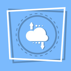 Poster - Cloud With Arrow Icon Digital Data Backup Storage Web Button Flat Vector Illustration
