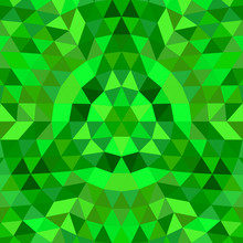 Round Geometrical Triangle Mandala Background - Vector Kaleidoscope Pattern Graphic Art From Green Triangles