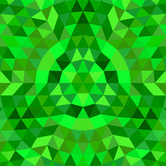 Poster - Round geometrical triangle mandala background - vector kaleidoscope pattern graphic art from green triangles