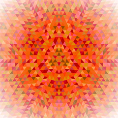 Poster - Round triangle kaleidoscope mandala background - symmetrical vector pattern design from colored triangles