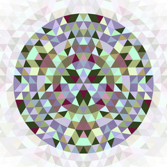 Poster - Round triangle kaleidoscope mandala design symbol - symmetrical vector pattern art from colorful triangles
