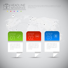 Poster - Headline Infographic Design Business Data Graphic Collection Over World Map Presentation Copy Space Vector Illustration