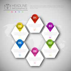Poster - Headline Infographic Design Business Data Graphic Collection Over World Map Presentation Copy Space Vector Illustration