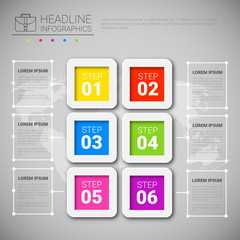 Poster - Headline Infographic Design Business Data Graphic Collection Over World Map Presentation Copy Space Vector Illustration