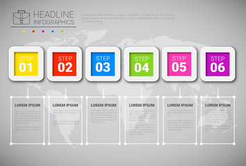 Poster - Headline Infographic Design Business Data Graphic Collection Over World Map Presentation Copy Space Vector Illustration