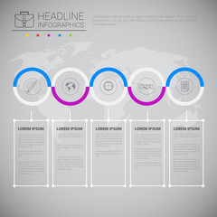 Poster - Headline Infographic Design Business Data Graphic Collection Over World Map Presentation Copy Space Vector Illustration