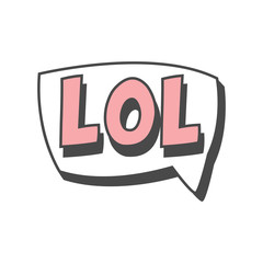 Sticker - LOL short phrase, speech bubble in retro style