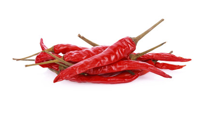 Dried Whole Red Chillies pepper isolated on white background